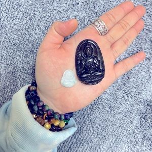 Golden obsidian Buddha pendant📿 emerald jade happy Buddha